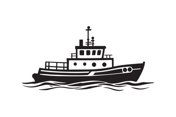 Obraz premium Tugboat line art and black color