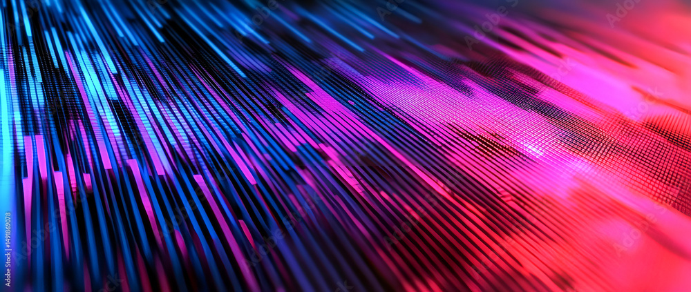 Poster abstract digital data flow with neon lines and vivid color scheme depicting technology and modern co