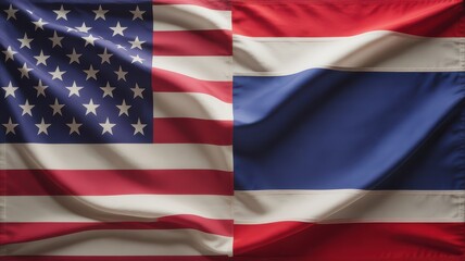 Obraz premium United States and Thailand flags displayed with elegant folds.