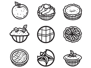 Simple apple pie food line art for projects