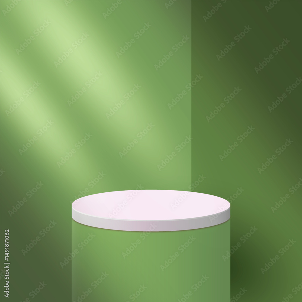 Aufkleber 3d realistic minimalist empty podium design template in an isolated green background. green color ab