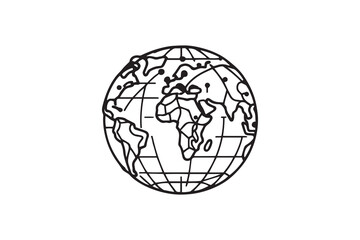 World Globe line art and black color