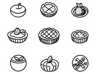Classic apple pie food line art vector icon