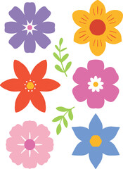 Obraz premium Set of colorful flowers vector elements for spring, summer and other designs 