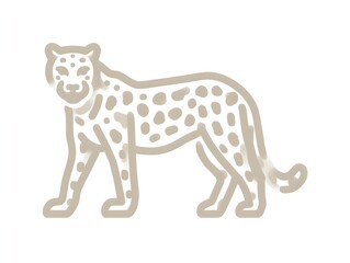 Fototapeta premium A stylized illustration of a cheetah standing gracefully against a white background showcasing its spotted coat and elegant posture.