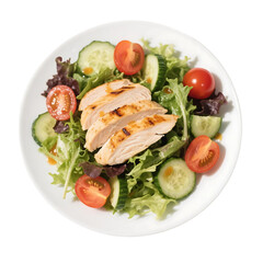 Grilled Chicken Salad with Cucumber and Cherry Tomatoes
