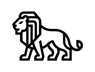 A majestic lion stands proudly in a bold line art illustration perfect for s ing and design projects needing a powerful symbol.