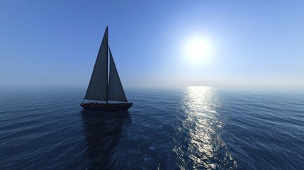 Obraz premium Sailboat on calm ocean at sunset.