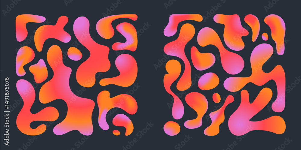 Aufkleber funky liquid gradient shapes - vibrant pink and orange mix colors in dynamic abstract pattern. smoot