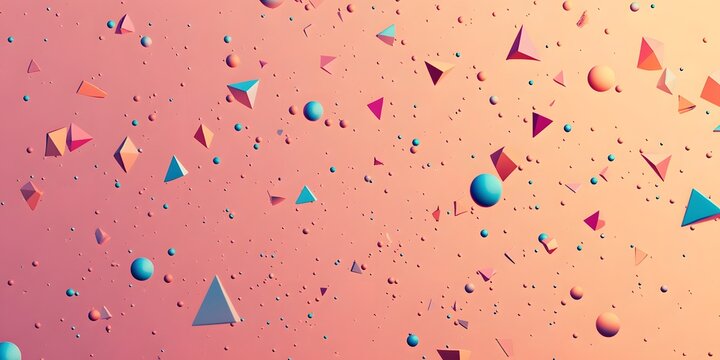 Abstract design of geometric shapes in pastel colors.