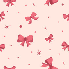 A Cute Pink Background with a Pattern of Pink Bows