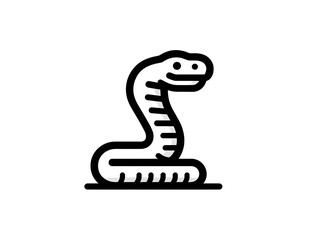 Fototapeta premium A simple line art illustration of a friendly cartoon snake coiled on the ground.