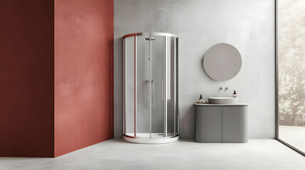 Modern Contemporary Bathroom Design With Red Wall