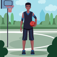 Vector image of a male basketball player. Simple graphics.
