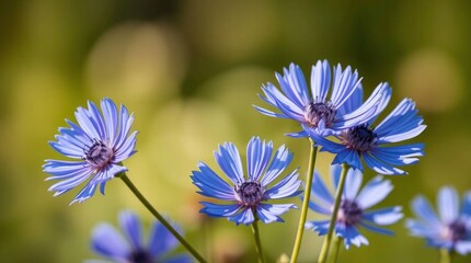 Fototapeta premium Delicate Blue Flowers: A Serene Summer Garden Close-up
