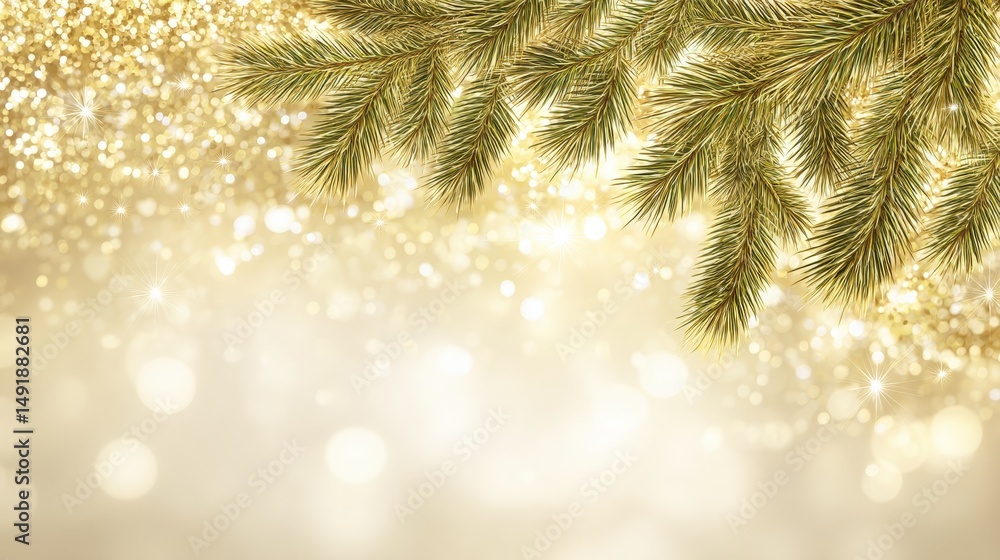 Poster close-up of a green pine branch with sharp needles against a soft green bokeh background.