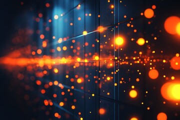 Obraz premium Abstract digital wall with glowing particles