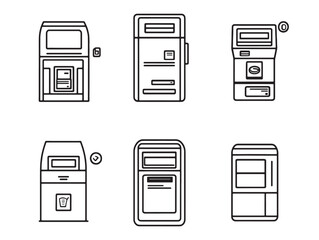 Modern ATM line sketch for digital banking artwork