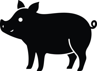 vector illustration of a black pig
