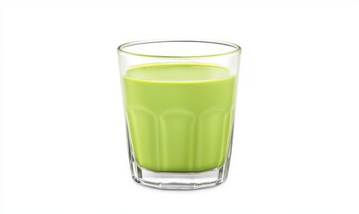 Fresh Green Smoothie in Clear Glass on White Background