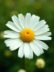 Obraz premium White Daisy Flower with Yellow Center on Soft Green Background - Ultra-Detailed, Bright, and Clean Floral Visual for Wellness, Eco Lifestyle, or Natural Product Branding