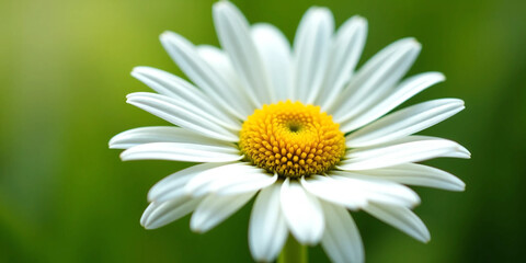 Obraz premium White Daisy Flower with Yellow Center on Soft Green Background - Ultra-Detailed, Bright, and Clean Floral Visual for Wellness, Eco Lifestyle, or Natural Product Branding