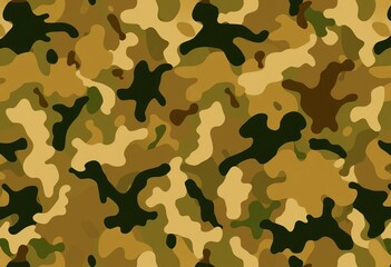 Fototapeta premium Seamless camouflage pattern featuring organic shapes in earth tones, print, fabric