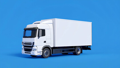 White Box Truck on Blue Background: Perfect for Your Logistics Needs