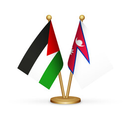 Palestine vs Nepal flags mockup 3d illustration. Versus desk flags of Palestine and Nepal transparent png Palestinian flag