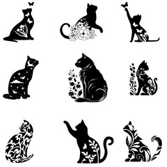 Cute and Beautiful cat vector-2