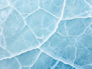 Obraz premium Light Blue and White Cracked Ice Texture Background Detailed Close-Up of Frozen Surface with Intricate Fissures and Fractures, High-Resolution Image Revealing Translucent Quality and Crystalline Struc