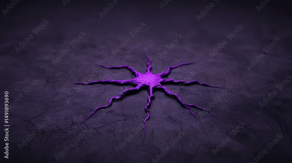 Aufkleber abstract purple neural structure on dark background for biomedical and artistic use