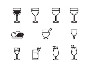 Elegant Bellini Food Line Art Vector Design Collection