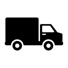 Truck Delivery Fill Icon. Black and White Car Transport Delivery Symbol