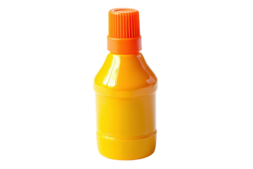 Yellow bottle with orange cap