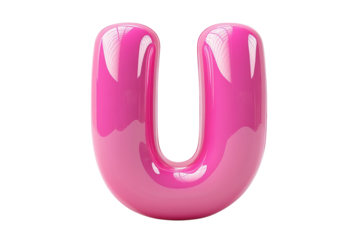 Pink glossy letter u render
