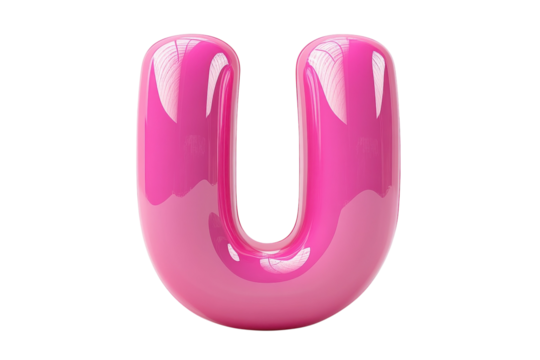 Pink glossy letter u render