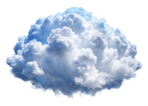 large fluffy white cloud in the sky on white background,PNG