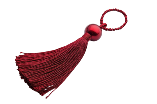 A red tassel on black space