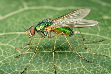 Highly Detailed Legs, Natural Light, and Soft Shadows on a Fly's Leaf, a Close-Up