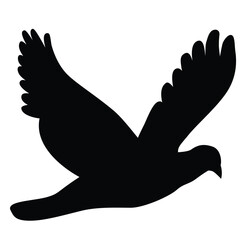Cute cartoon hand drawn vector flying dove silhouette.