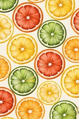 Watercolor Citrus Slice Pattern &ndash; Seamless High‑Resolution Repeat