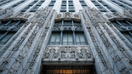 Ornate facade of a tall building with intricate carvings