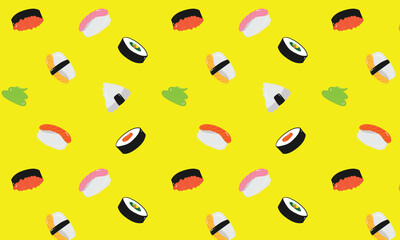 seamless pattern with colorful sushi illustration