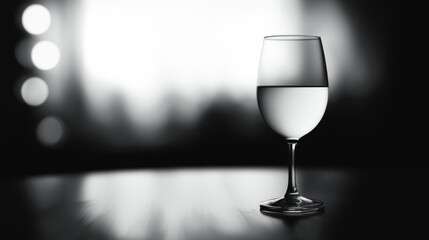 Monochromatic Elegance: A Half-Filled Wine Glass in Black and White Photography