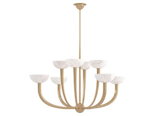Saguara Chandelier 8 Light , Brass and Stone material , Elegant Lighting Fixture Against white bachground , 15 light-modern pendant light