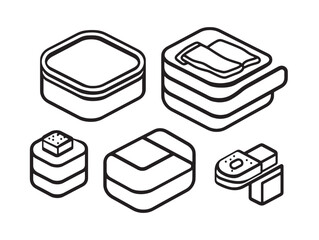 Minimalist Bento Box Line Art Illustration For Creative Use