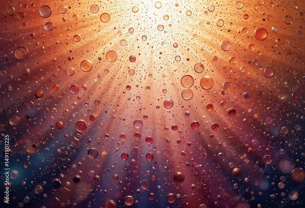 Poster sunlight filtering through droplets creating a stunning abstract background in warm colors