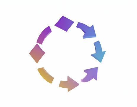 Circular arrows in gradient colors, forming a loop