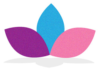 Colorful three petals with slight shadow .